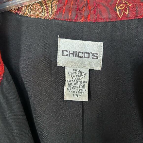 Chicos Red Tapestry Western Boho Jacket Blazer 2/L - Picture 3 of 9